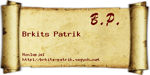 Brkits Patrik névjegykártya